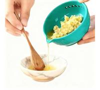 Handmade Pottery Garlic Grater Herb Stripper Bowl, 2-in-1 Multi-functional Kitchen Tool, Ceramic Herb Stripper and Garlic Grater Bowl with 5 Hole Sizes for Salads Peeling off the Leafy Assembly