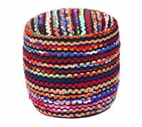 (60 x 60 x 30 cm) Multi Coloured Folk Woven Bean Filled Pouffe
