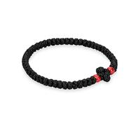 Handmade Prayer Rope with 33 Prayer Knots and Red Beads from Mount Athos - Orthodox Woven Thread Prayer Rope in Traditional Monastic Style for Personal Prayer