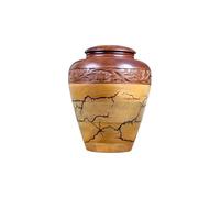 Handmade Premium Quality Wood Fractal Burn Keepsake Urn for Ashes Male & Female with Lid (Large 200Cu)