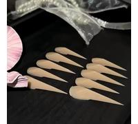 Handmade Press Claw on Nails Long Curved Stiletto Nude Gothic Cat Dragon Eagle Claw Design Halloween Vampire Fake Nails Glossy Reusable Thick Acrylic False Nail with Glue Kit (XS)