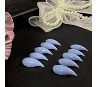 Handmade Press on Claw Nails Short Stiletto Light Blue Unique Reusable Cat Claw False Nails with Designs Eagle Claw Glossy Glue on Nail Thick Acrylic Nail (M)