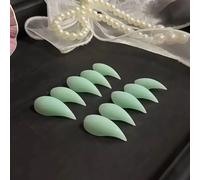 Handmade Press on Claw Nails Short Stiletto Light Green Unique Reusable Cat Claw False Nails with Designs Eagle Claw Glossy Glue on Nail Thick Acrylic Nail (S)