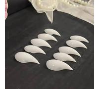 Handmade Press on Claw Nails Short Stiletto White Unique Reusable Cat Claw False Nails with Designs Eagle Claw Glossy Glue on Nail Thick Acrylic Nail (S)