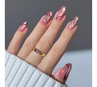 Handmade Press On Nails Almond, 3D Shell Starfish Blue Ocean Fake Nails, Glossy Stick On Nails for Women Summer(K163（30pcs）)