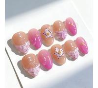 Handmade Press On Nails Almond, 3D Shell Starfish Blue Ocean Fake Nails, Glossy Stick On Nails for Women Summer(K158（30pcs）)