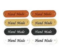 Handmade PU Leather Tags 400Pcs 45x13mm Labels Tags Handmade Label for Clothes PU Leather Tag DIY Needlework Patchwork Sew Material(Random Mix)
