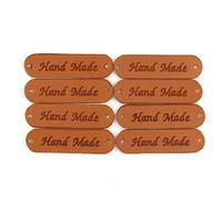 Handmade PU Leather Tags 400Pcs 45x13mm Labels Tags Handmade Label for Clothes PU Leather Tag DIY Needlework Patchwork Sew Material(Brown)