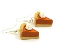 Handmade Pumpkin Pie Dangle Earrings, Polymer Clay Fall Jewelry, Thanksgiving Statement Earrings