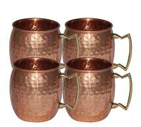 Handmade Pure Copper Hammered Moscow Mule Mug,set of 4 Mugs