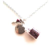Handmade Purple Tinkerbell Fairy Dust Make a Wish Glass Jar Chain Necklace