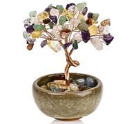 Handmade Quartz Crystal Tree - Home/Office Healing Decor, Chakra-Theme Good Luck Gift for Women's Birthday(Multicolored-Boxed)