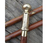 Handmade Queen Victoria Brass Vintage Brown Shaft Wooden Walking Stick Cane Gift