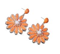 Handmade Raffia Flower Earrings Styles Hot Day Jewelry Gifts For Women Girls Elegant Sweet Rattan Knit Geometric Drop Earrings