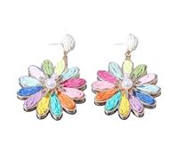 Handmade Raffia Flower Earrings Styles Hot Day Jewelry Gifts For Women Girls Elegant Sweet Rattan Knit Geometric Drop Earrings