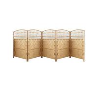 Handmade Rattan 5-Panel Room Divider - Light-Blocking Office ions for Kindergarten & Breathable Brown (100x40cm) - Stylish Space Separator