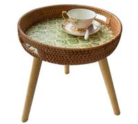 Handmade Rattan Coffee Table Farmhouse Decor for Living Room Small Side Table with Rustic Charm