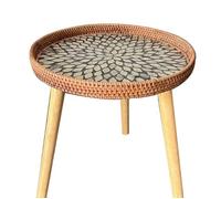 Handmade Rattan Coffee Table Small Side Table for Living Room Farmhouse Decor Handcrafted Natural Wicker Furniture