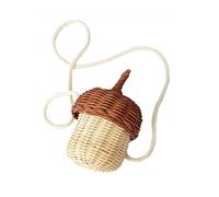Handmade Rattan Mushroom-Shaped Storage Basket- Cute Handcrafted Decoration Artwork Rattan, Red Easy to Use(21 * 18 * 18)