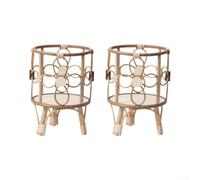 Handmade Rattan Plant Stand Wooden Legs Boho for Indoor Outdoor Spaces | Natural rattan basket Lightweight sturdy wood legs Suits corners balconies enhances decor