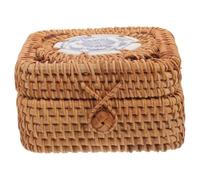 Handmade Rattan Storage Box with Lid for Desktop Organising | Magnetic Closure, Versatile Storage for Tea, Sweets and Small Items, Simple Elegant Woven Design