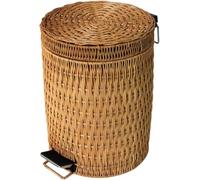Handmade Rattan Trash Can with Lid 5L Pedal Bin for Bathroom | Handwoven rattan pedal bin with lid, available in 3L, 5L, 8L and 12L capacities and two colour options.