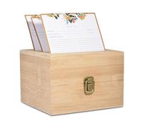 Handmade Recipe Box - Kitchen Recipe Box with Card Compartments, Recipe Organizer with Tabs and Cards, Recipe Card Holder with Wooden Lid Recipe Holder