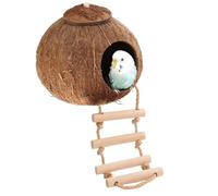 Handmade Recycled Coconut Shell Bird House - Weatherproof Ladder Style Bird Feeder Nesting Box for Small Birds Reptiles and Garden Lovers