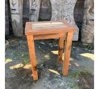 Handmade Recycled Teak Tall Display Table Rustic Bali End Table