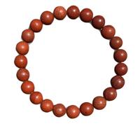 Handmade Red Beaded Bracelet For Men And Women Unisex Stretch Elastic Focus Meditation Jewelry (Brown, length-19cm)