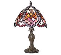 Handmade Red Beaded Stained Glass Tiffany Table Lamp by Happy Homewares