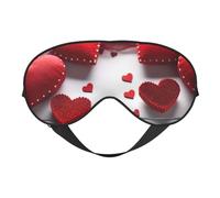 Handmade Red Hearts Double-Sided Silk Sleep Mask, Adjustable Light Blocking Eye Mask for Travel, Men & Women, Soft Comfortable Blindfold 20x10cm