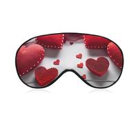 Handmade Red Hearts Eye Mask, Side Sleeping Mask Light Blindfold Sleeping Mask Nose Pad and Elastic Band for Children Women and Men