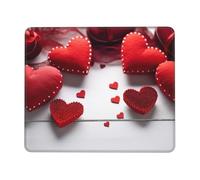 Handmade Red Hearts Mouse Pad with Stitched Edge, Personalized Premium-Textured Computer Mouse Mat with Non-Slip Rubber Base, Waterproof Gaming Mousepad for Laptop, Office Home 7 x 8.6 in