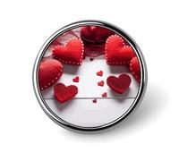 Handmade Red Hearts Round Aluminum Alloy Pin Badge Lapel Pin