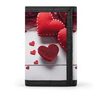 Handmade Red Hearts Wallet,Credit Card Holder,Three-fold Wallet for Passport Covers, Purse Passport Bag for Men Women