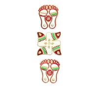 Handmade Red Laxmi Charan Paduka Pagal | Acrylic Diwali Rangoli Floor Decorations Table Decoration | Floor Wall Stickers Indian Puja Diwali Festival Decorations Home Temple Decor Gift Gifts 3 Pcs