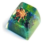 Handmade Resin Artisan Keycap - Coral Reef Ocean Theme with Sea Creatures- 1U ESC Key - Cherry MX Mechanical Keyboard Compatible - 3D Mini Aquarium Design (Octopus)