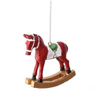 Handmade Resin Rocking Horse Ornament for Tree, Featuring European Design Elements, Perfect for Adding Holiday Charm to DIY Decorations (Red)