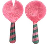 Handmade Resin Salad Serving Spoon & Fork Set | Elegant Glossy Finish with Unique Beaded Handles | Durable Kitchen Utensil Set for Tossing, Serving Salads & Fruits | Gift Tableware (Pink)