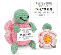 Handmade Retired Turtle Crochet with Message Card - Retirement Gifts for Women - Thank You Gifts for Coworkers, Bosses, Managers - Happy Retirement, Farewell, Coworker Leaving Party Turtle Decorations