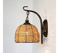 Handmade Retro Bamboo Wall Light Chinese Style Lantern Sconce Staircase Foyer Aisle Teahouse Bedside Corridor Vintage Wood Lamp E27 Bird's Nest Creative Rattan Weaving Wall Lantern Sconce Interesting