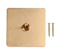 Handmade Retro Brass for toggle Rocker Light Switch 1/2 Way 86 Type Plate Lever, Decorative Gold Electrical Wall Switch for Lighting and Ceiling Fan Control, Easy Install and Long-Lasting(1 Gang)