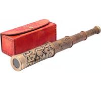 Handmade Retro Brass Handheld Telescope with Leather Box Vintage Pirate Movie Prop Designer Spyglass Telescope Home & Table Decor