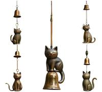 Handmade Retro Cat Wind Chime, Metal Copper Retro Cat Windchime, Unique Windchime Decorations, Bell Outside Yard Home Porch Decorations(Section A)