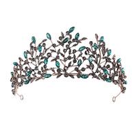 Handmade Retro Crystal Leaves Tiaras Crowns Princess Queen Prom Rhinestone Veil Tiara Wedding Hair Accessory Wedding Hea