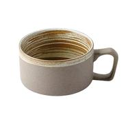 Handmade Retro Japanese Ceramic Coffee Cup And Plate Set, Home Breakfast Milk Mug-Light brown -250ml/8.5oz
