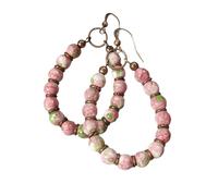 Handmade Retro Natural Stone Dangle Earrings with Beaded Pendant for Everyday Wear and Festivals
