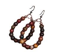 Handmade Retro Natural Stone Dangle Earrings With Beaded Pendant For Everyday Wear And Festivals Lightweight Drop Earrings