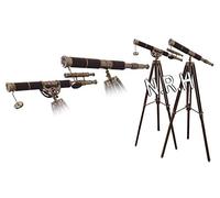 Handmade Retro Telescope Vintage Leather Pirate Movie Prop Designer Set Of 2